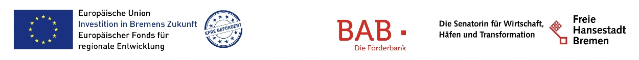 Funded by the European Union (EFRE), BAB Bremer Aufbau-Bank, Die Senatorin für Wirtschaft, Häfen und Transformation, and Freie Hansestadt Bremen
